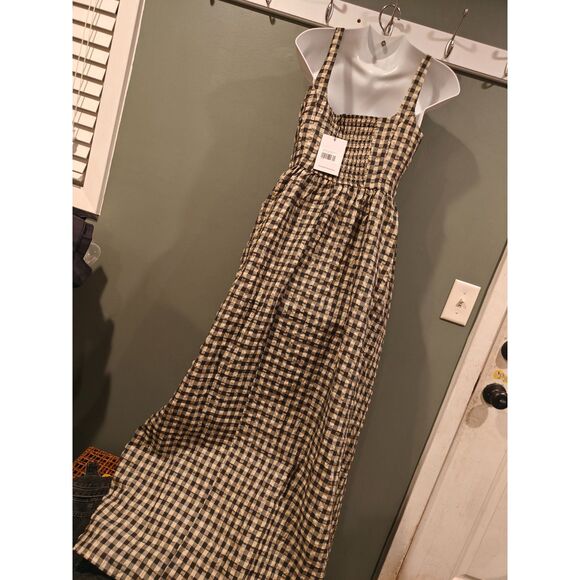 princess polly cartmel check maxi dress black cream us 6 - Picture 4 of 4